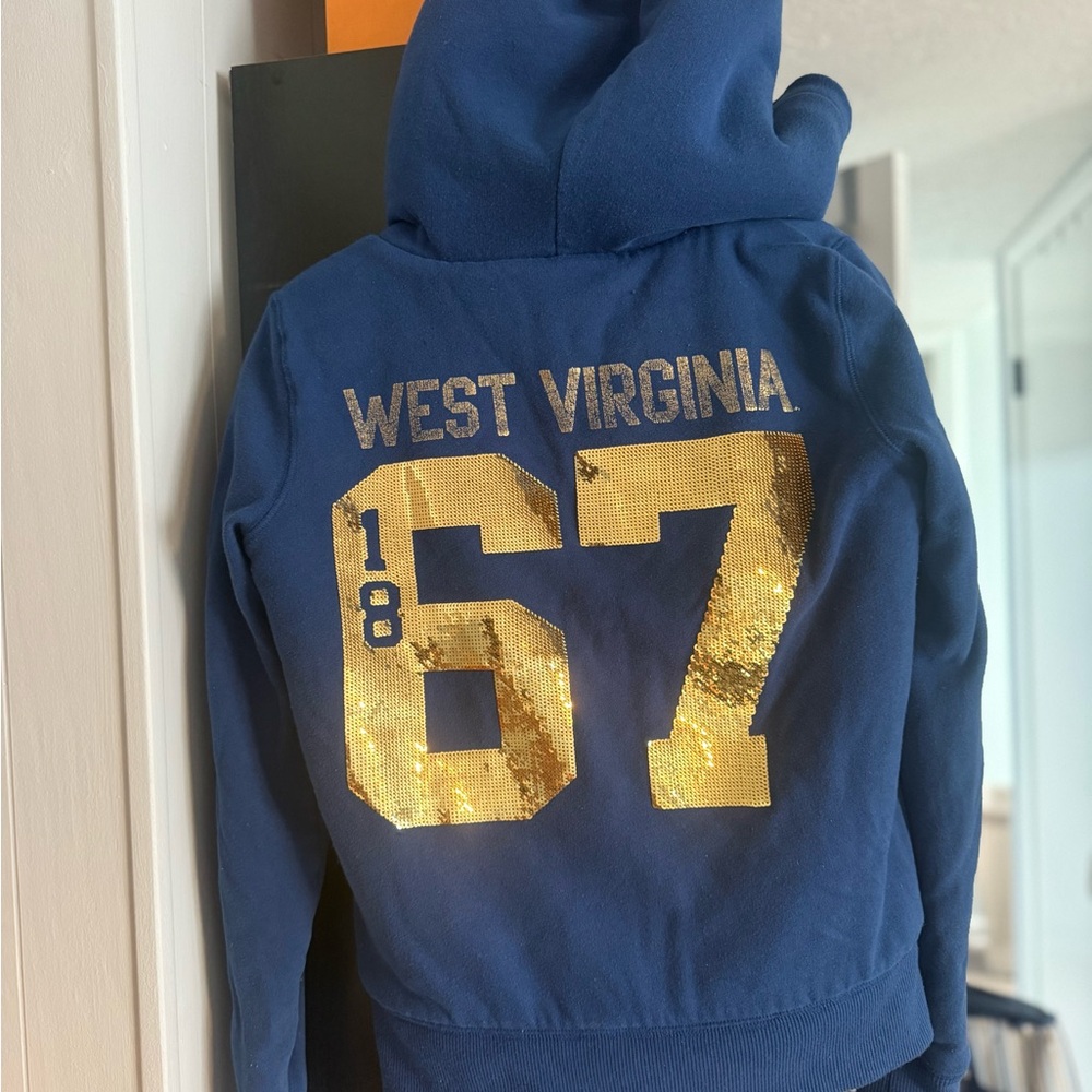 Limited edition West Virginia University WVU Victoria Secret Pink Sherpa hoodie